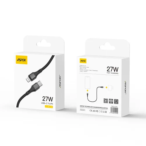 Aspor Ac 20 Usb C To Lightning 3a Fast Charging Cable 1 2m Durable Nylon Braided Cord | Aspor | AdvanceStore UK