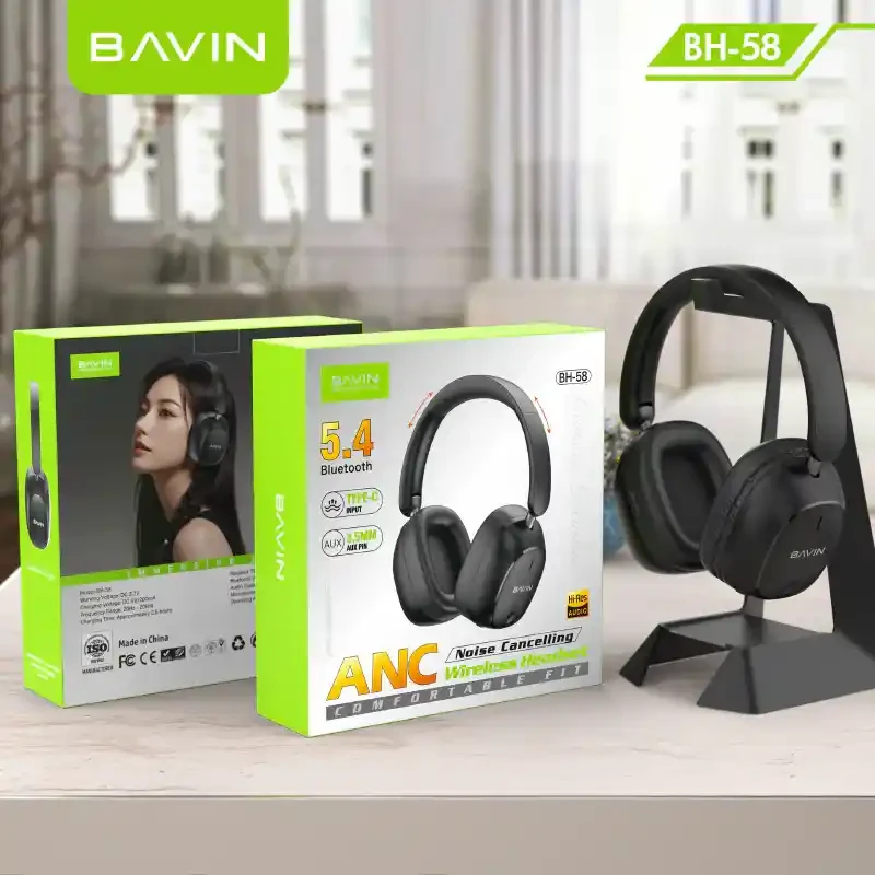 BAVIN BH-58 Over Ear ANC Bluetooth 5 3 Headphones | BAVIN | AdvanceStore UK