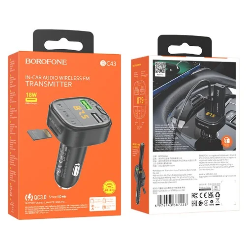 Borfone Bc43 Fm Transmitter Bluetooth Car Wireless Adapter | BOROFONE | AdvanceStore UK