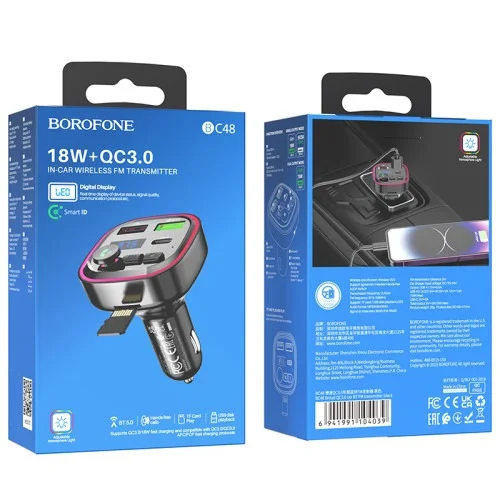 Borofone Bc48 Broad Qc3 0 Car Bluetooth Fm Transmitter Fast Charging And Crystal Clear Sound | BOROFONE | AdvanceStore UK
