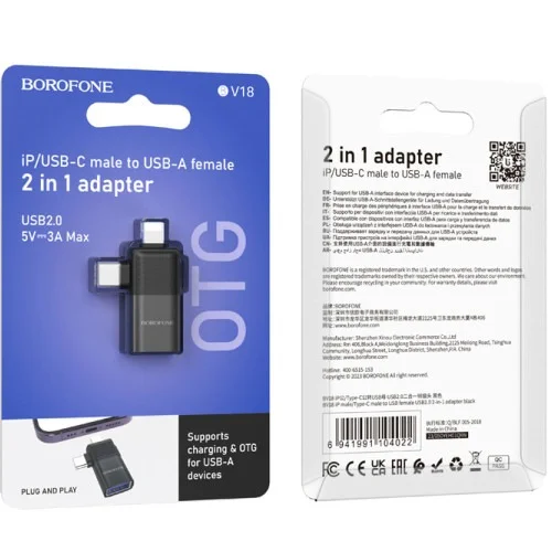 Borofone Bv18 Otg Adapter High Speed Type C And Iphone Compatible Connector | BOROFONE | AdvanceStore UK