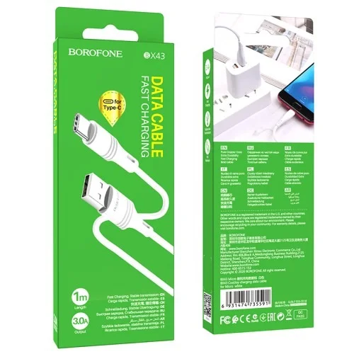 Bx43 Cooljoy Charging Data Cable For Type C | BOROFONE | AdvanceStore UK