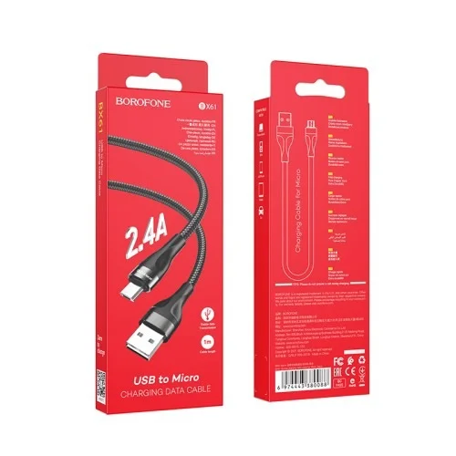 Bx61 Source Charging Data Cable For Micro Black | BOROFONE | AdvanceStore UK