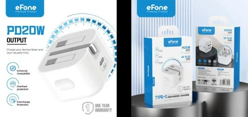 Efone Epp01 Type C 20w Pd Plug For Iphone 14 13 12 11 Pro Xr Xs Fast Charging | AdvanceStore | AdvanceStore UK