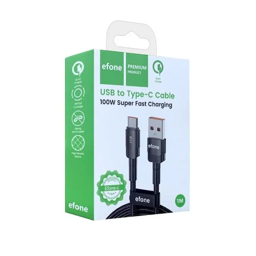 Efone Usb A To Type C Cable 100w 1m Fast Charging Cable | AdvanceStore | AdvanceStore UK