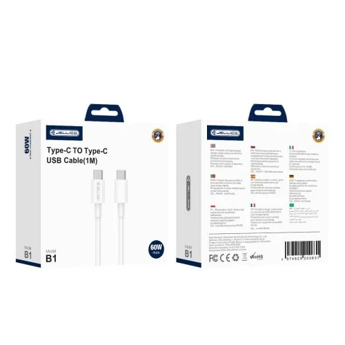 Jellico B1 Type C To Type C Cable 60w Fast Charging Cable 1m | Jellico | AdvanceStore UK