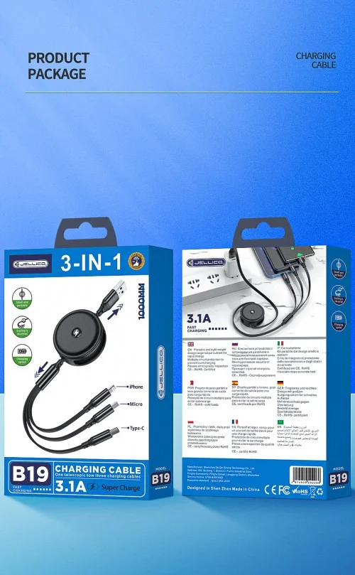 Jellico B19 Combine Cable 3in One For Android And Ios | Jellico | AdvanceStore UK