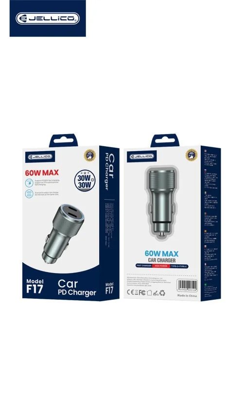 Jellico F17 Dual Pd 30w Each Pd Max 60w Car Charger | Jellico | AdvanceStore UK