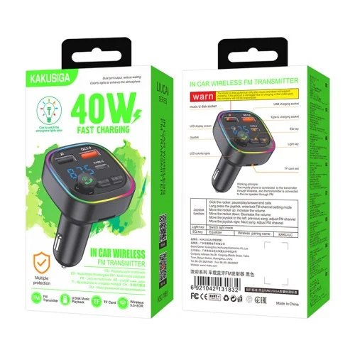 Ksc 1065 Liucai Car Bluetooth Fm Transmitter 40w Pd Fast Charging Hands Free Calls And Music Streaming | Kakusiga (KSC) | AdvanceStore UK