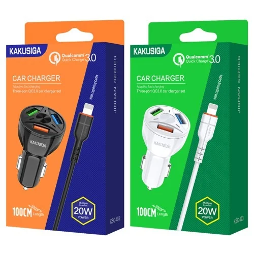 Ksc 493 Jishan Three Port Qc3 0 20w Car Charger Lightning | Kakusiga (KSC) | AdvanceStore UK