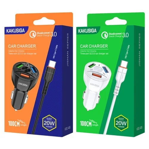 Ksc 493 Jishan Three Port Qc3 0 20w Car Charger Type C | Kakusiga (KSC) | AdvanceStore UK