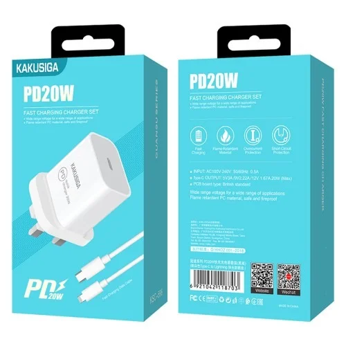Ksc 596 Guansu Pd20w Fast Charge Charger Set Uk Standard Type C To Lightning | Kakusiga (KSC) | AdvanceStore UK