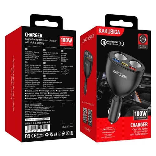 Ksc 852 Leibao Series Qc3 0 Digital Cigarette Lighter Car Charger | Kakusiga (KSC) | AdvanceStore UK
