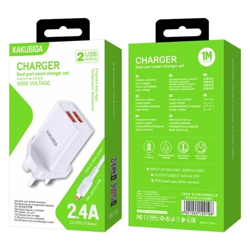 Ksc 915 Huiteng Series Dual Port Charger Set Lightning | Kakusiga (KSC) | AdvanceStore UK