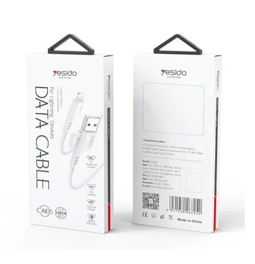 Yesido Ca105 1 2m 2 4a Usb To Lighting Charging Data Cable | Yesido | AdvanceStore UK