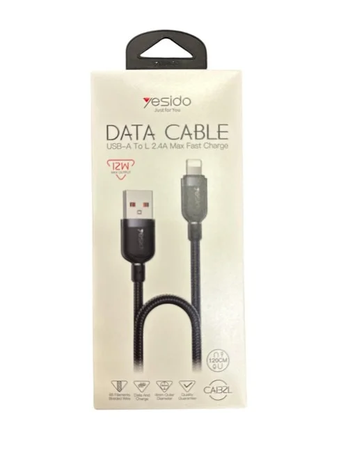 Yesido Ca132l 1 2m Usb A To Lightning Braided Cable Fast Charging And Data Transfer | Yesido | AdvanceStore UK