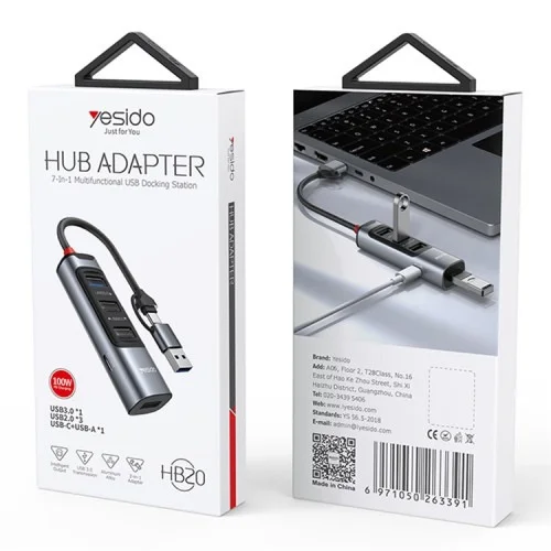 Yesido Hb20 Usb Type C Adapter Adapter Converter S Usb 3 0 Pd 100w Usb C Ports | Yesido | AdvanceStore UK