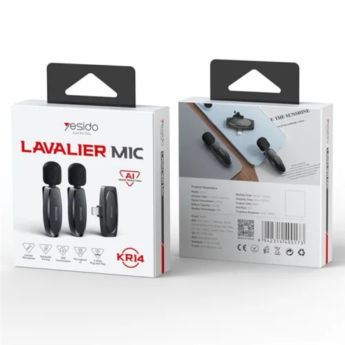 Yesido Kr14 Wirless Double Microphone Lighting With Ai Support | Yesido | AdvanceStore UK