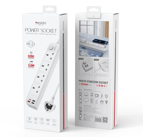 Yesido Mc23 Power Socket With Usb A And Pd Support | Yesido | AdvanceStore UK