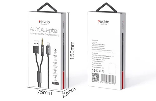 Yesido Yau18 Aux Adapter Lighting To 3 5mm Charging And Listening | Yesido | AdvanceStore UK