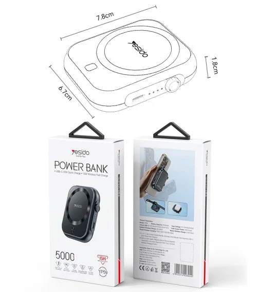 Yesido Yp59 Mini 5000mah Portable 15w Wireless Power Bank | Yesido | AdvanceStore UK
